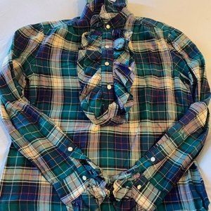 Ralph Lauren Plaid Ruffle Flannel Shirt Sloan Ranger